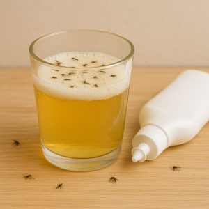 Piège maison pour moucherons : verre de vinaigre de cidre et savon