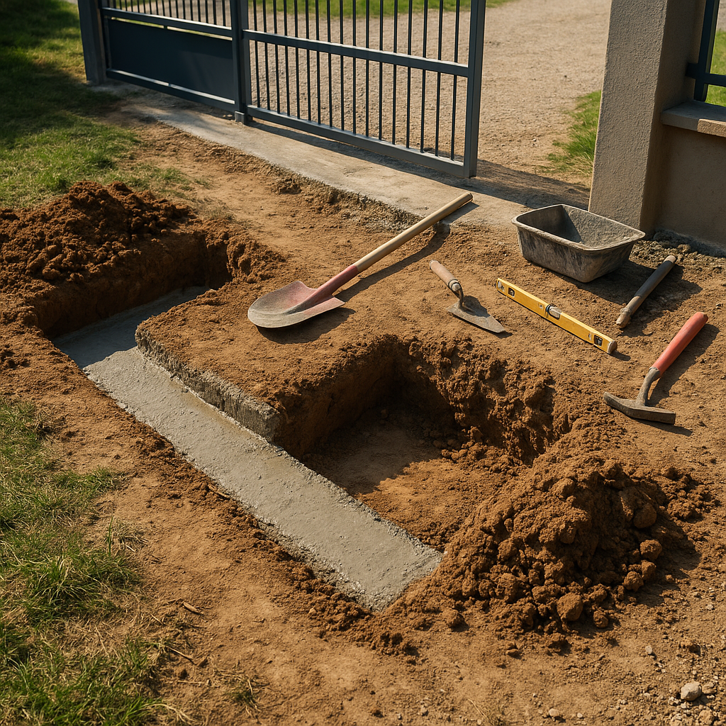 Préparation du chantier pour portail motorisé