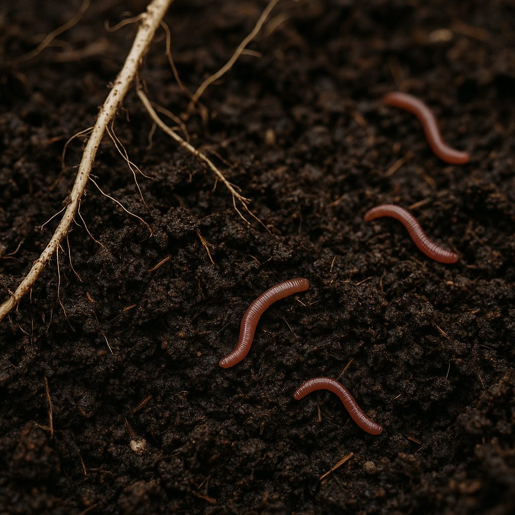 Nahaufnahme eines humusreichen und gut strukturierten Gemüsegartenbodens