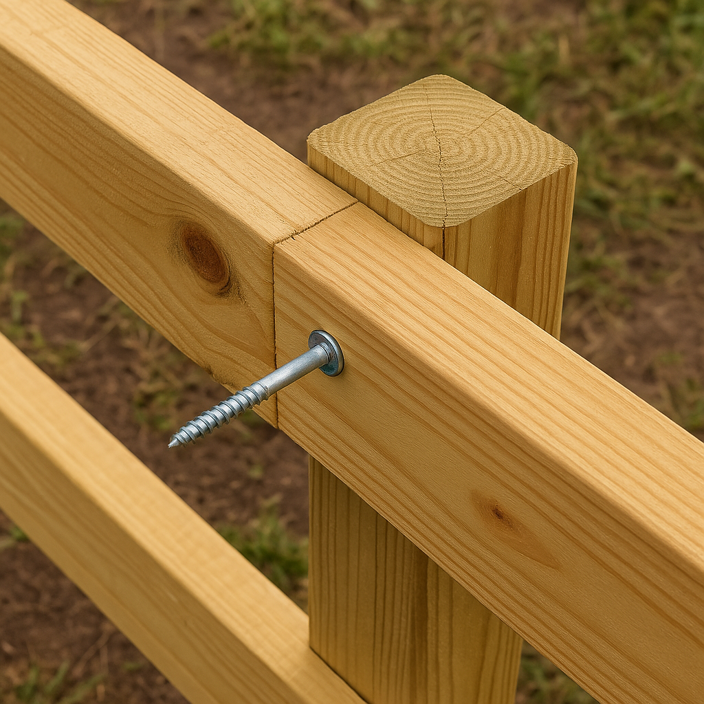 Befestigung der Querlatten an Zaunpfosten