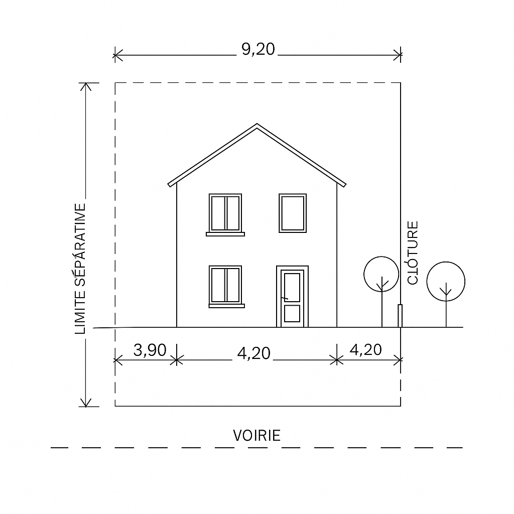 Detaillierter architektonischer Plan für die vorherige Anmeldung eines Carports