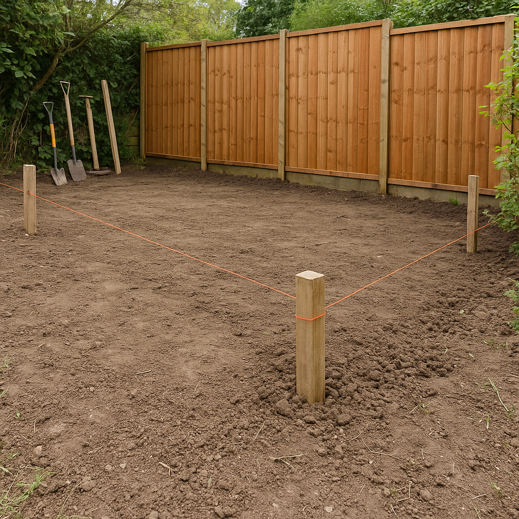 Vorbereitung des Geländes für die Zaunmontage