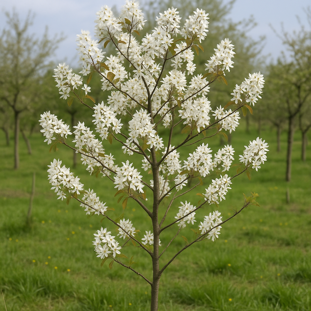 Amelanchier lamarckii flores blancas
