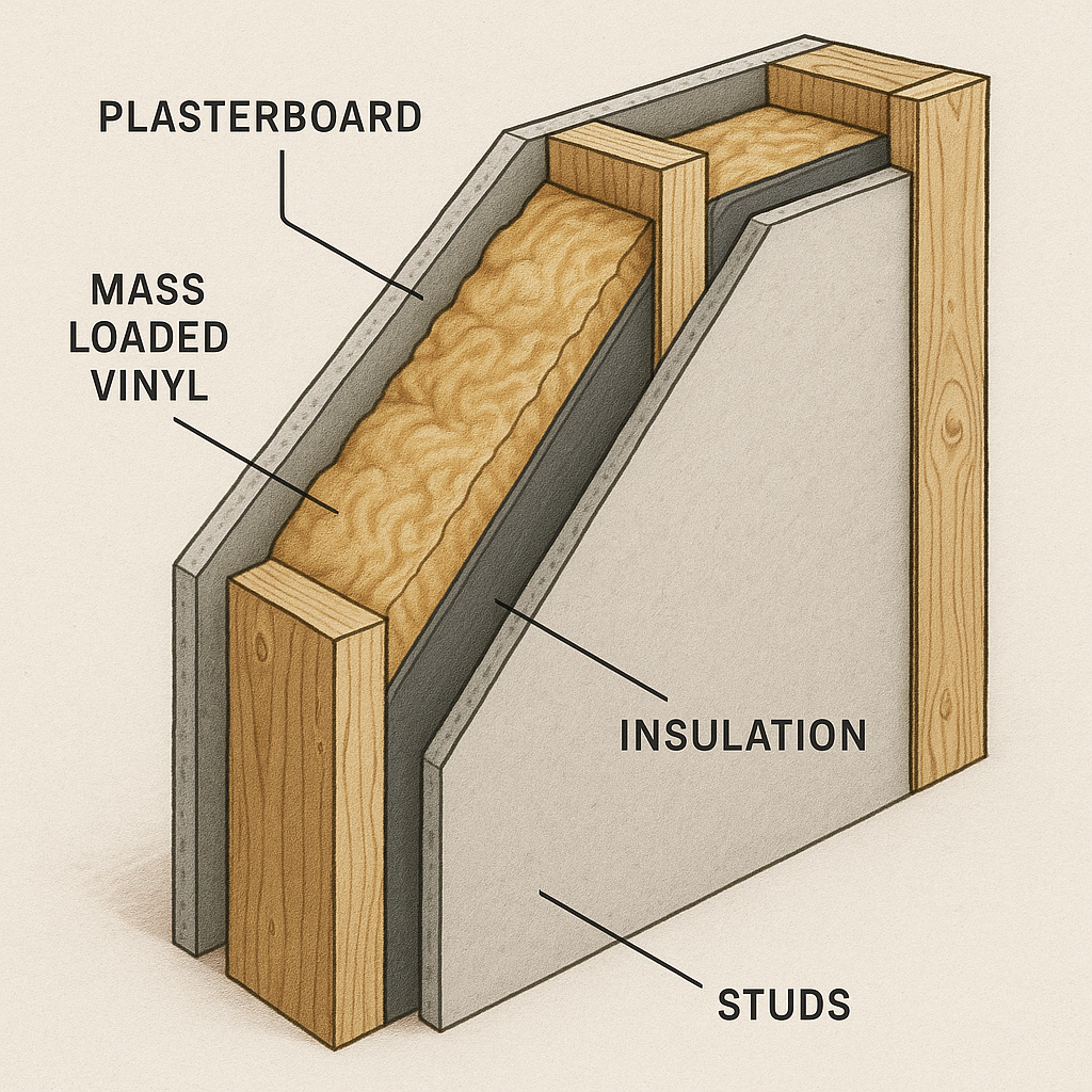 Coupe transversale d&rsquo;un mur insonoris&eacute;