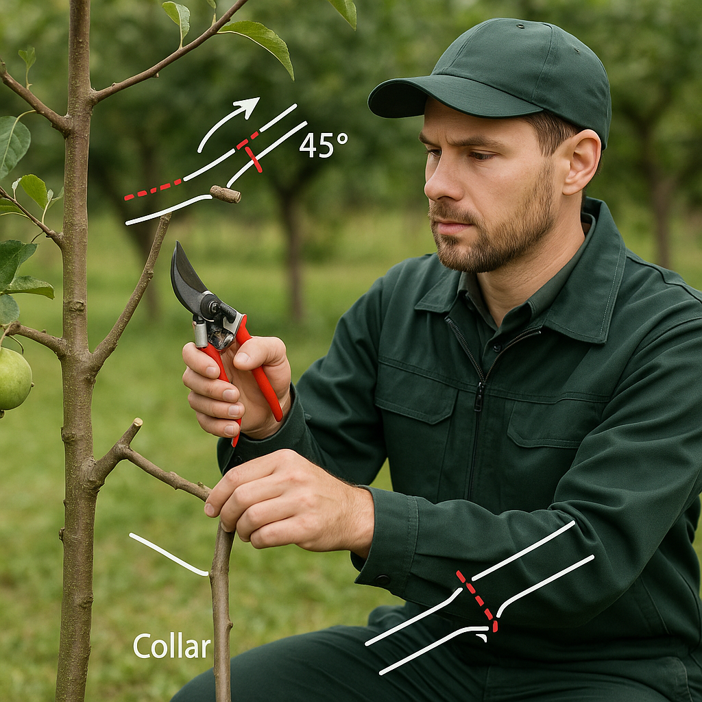 schemat cięć formujących na jabłoni