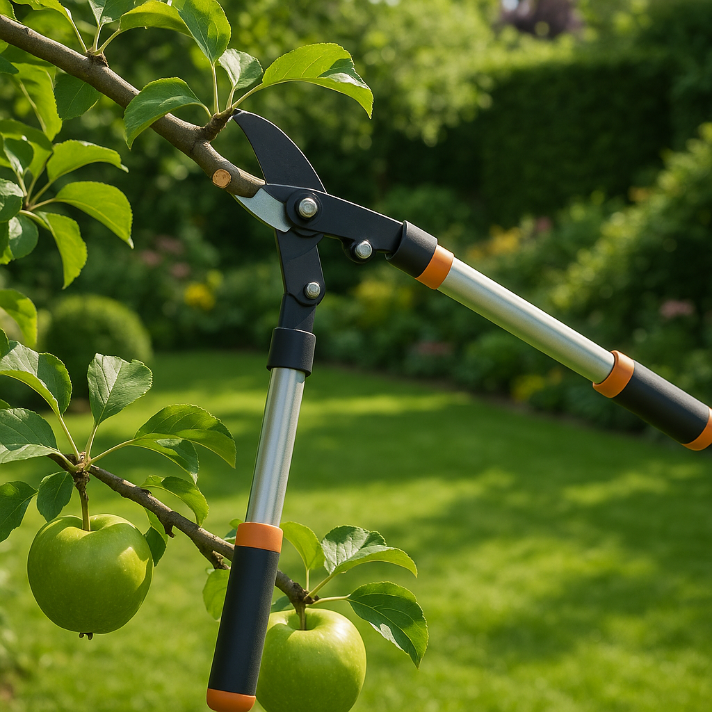 Podadora telescópica cortando una rama