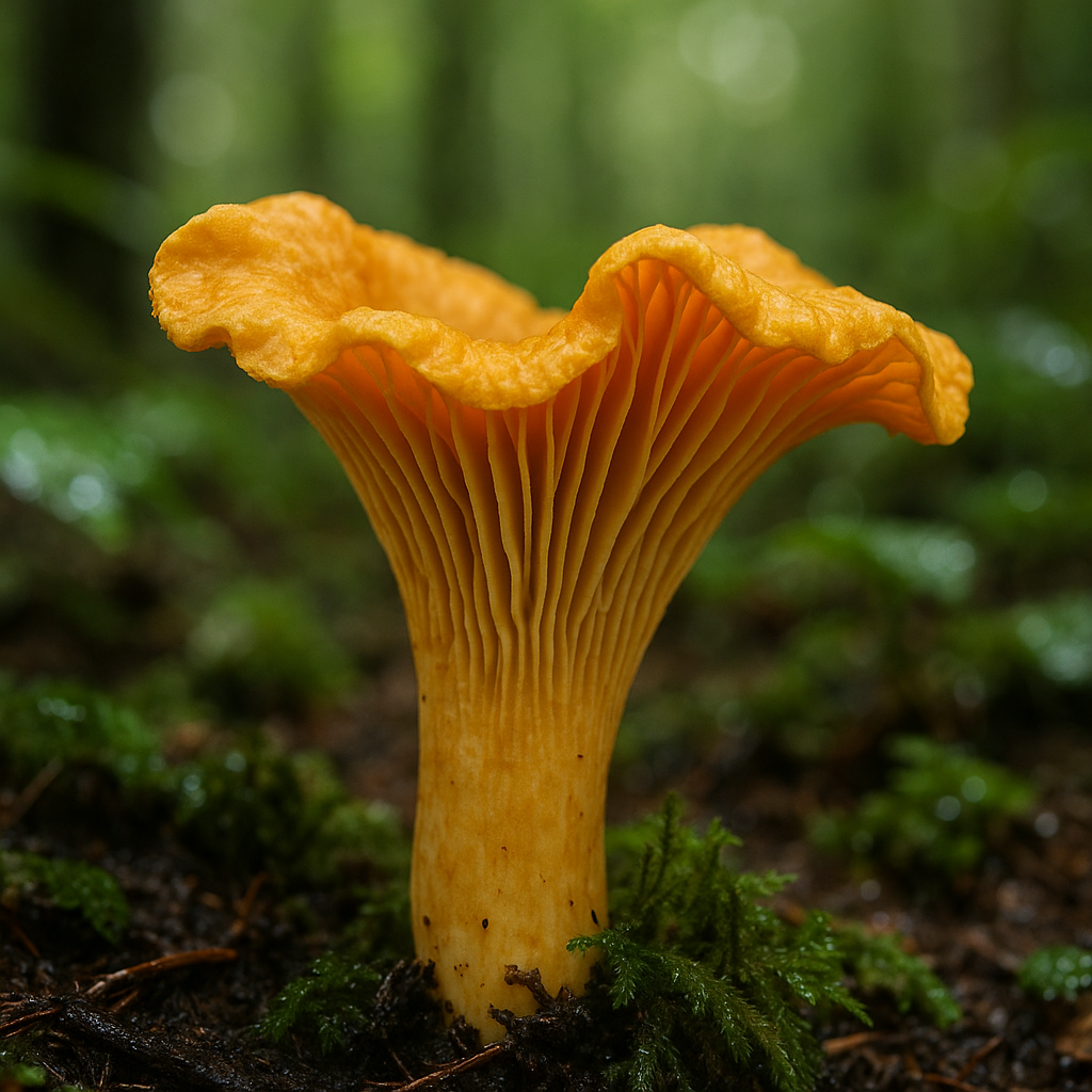 Funnel-shaped chanterelle in the forest