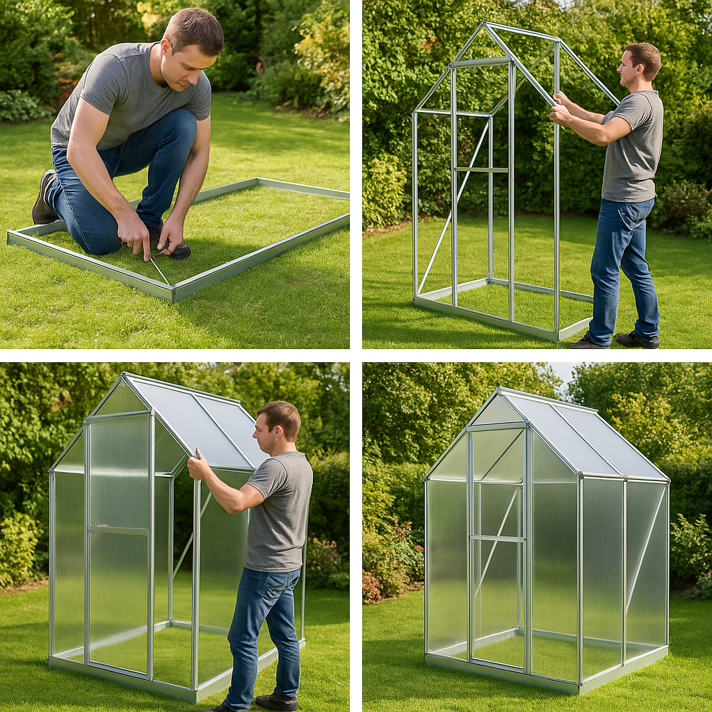 Kroki instalacji szklarni ogrodowej w zestawie