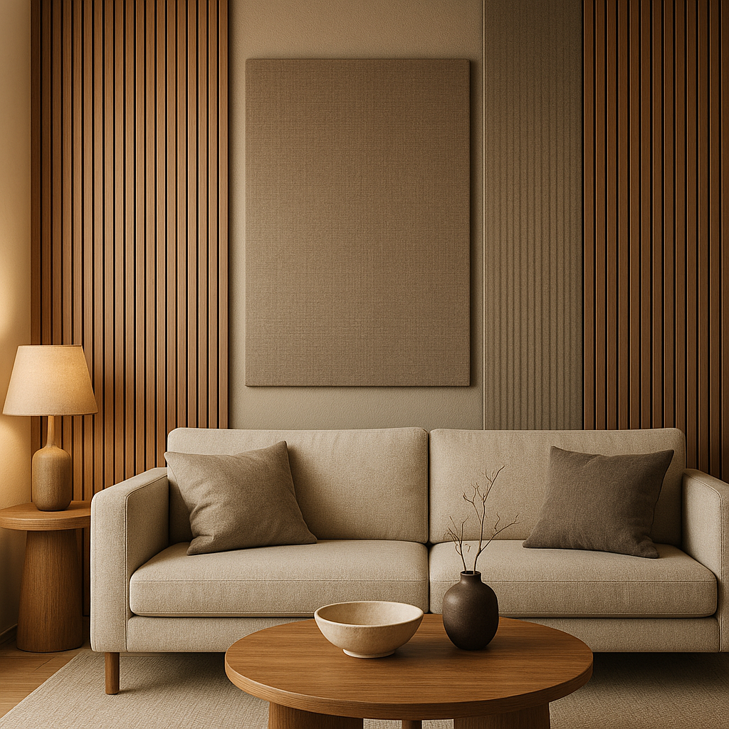 Panneaux acoustiques d&eacute;coratifs mur salon