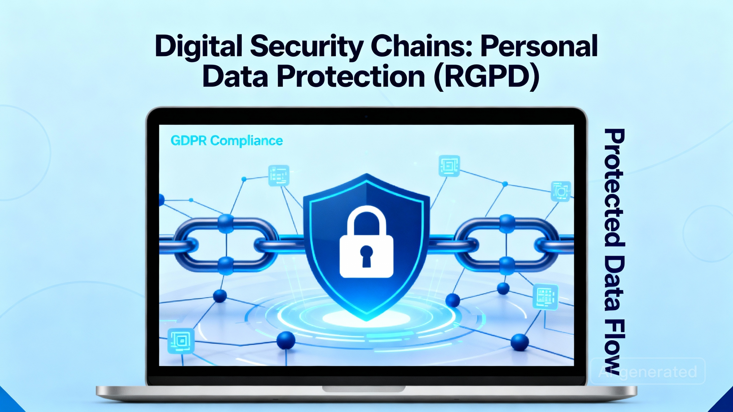 Kłódka bezpieczeństwa cyfrowego ochrona danych osobowych RODO niebiescy profesjonaliści