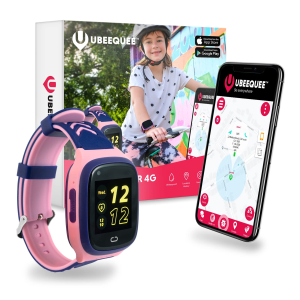 Montre GPS enfant rose et bleue avec application de suivi sur smartphone