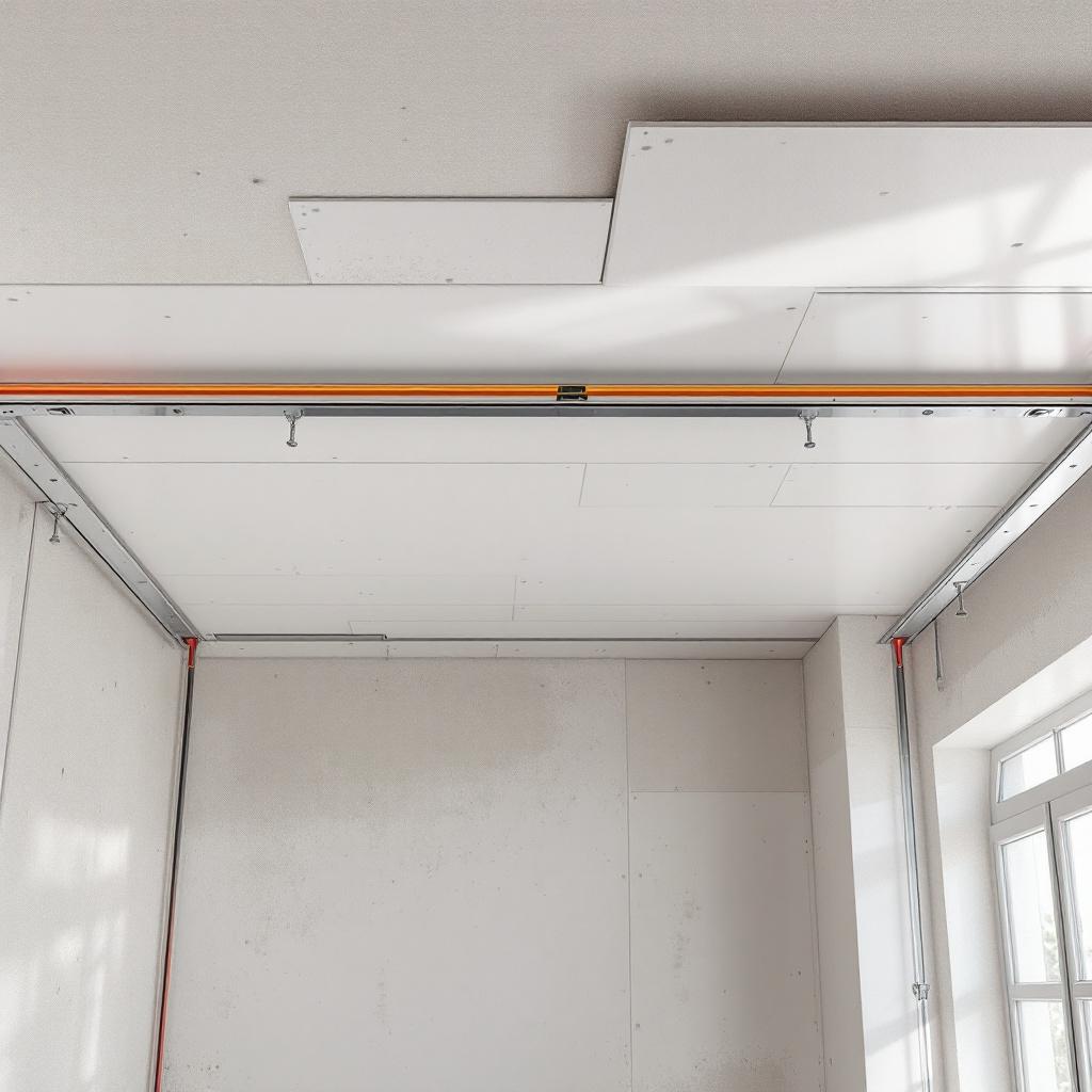 Pose placo plafond : alignement ossature et suspentes