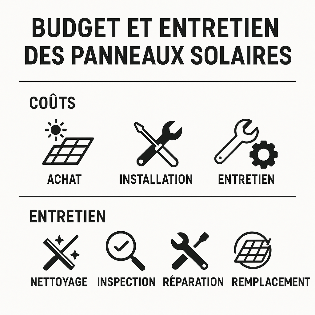infographie budget installation et entretien panneaux solaires