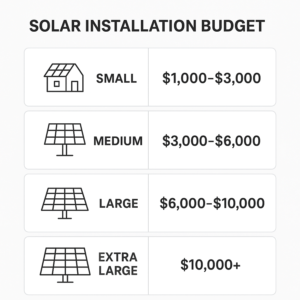 Infographie budget panneaux solaires selon puissance