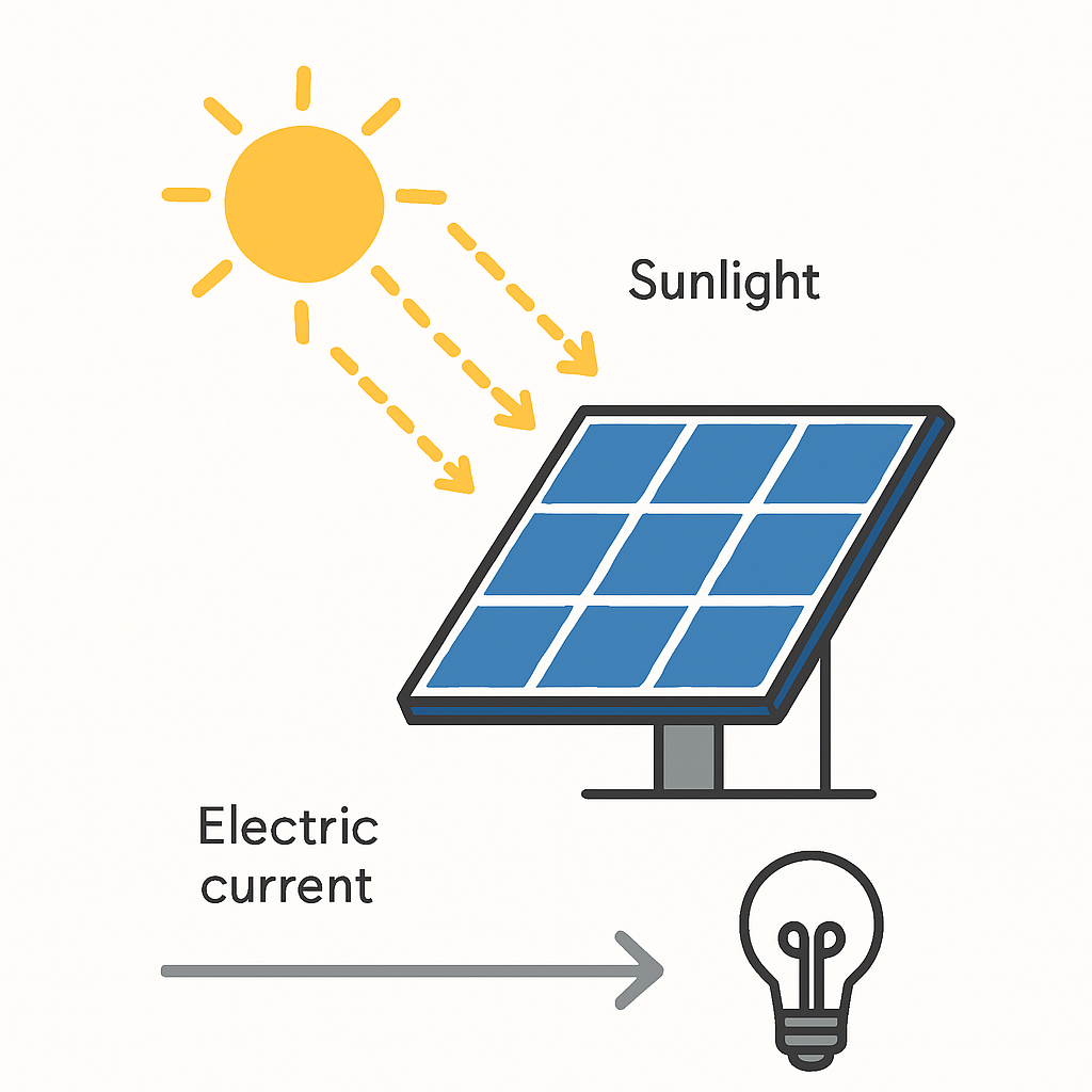 Schéma du fonctionnement des panneaux solaires photovoltaïques