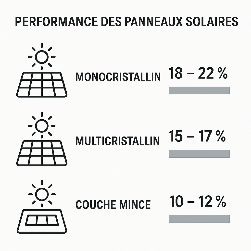 infographie rendement panneaux solaires photovoltaïques et thermiques