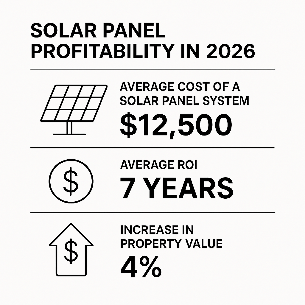 Infographie rentabilité panneaux solaires 2026