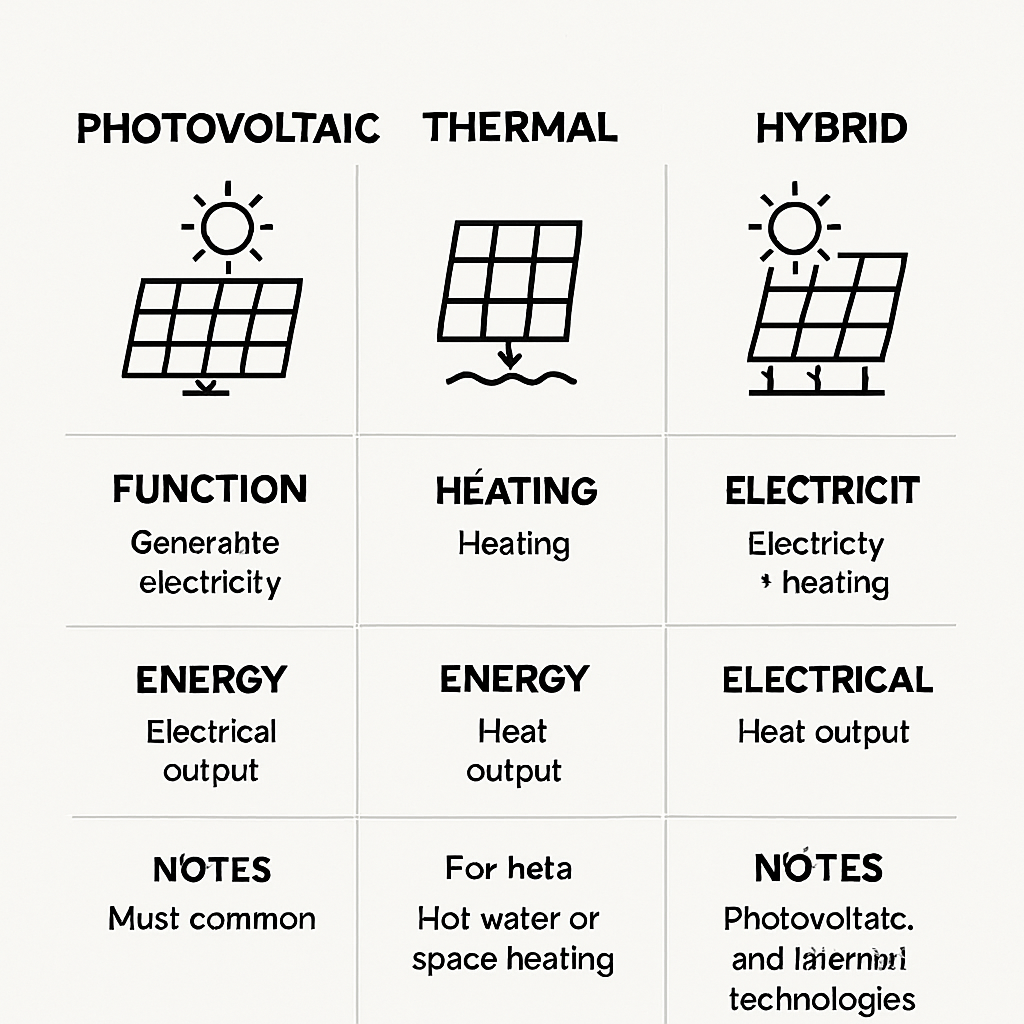Comparatif des panneaux solaires photovoltaïques, thermiques et hybrides
